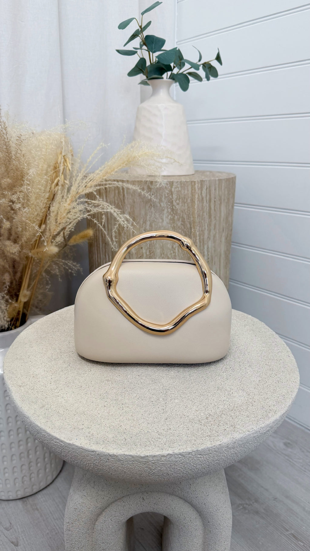 Sculpted Handle Mini Handbag - IVORY