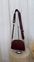 Double Zip Dome Cross Body Bag - WINE
