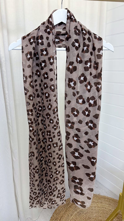 LOTTIE Leopard Print Soft Touch Scarf - MOCHA