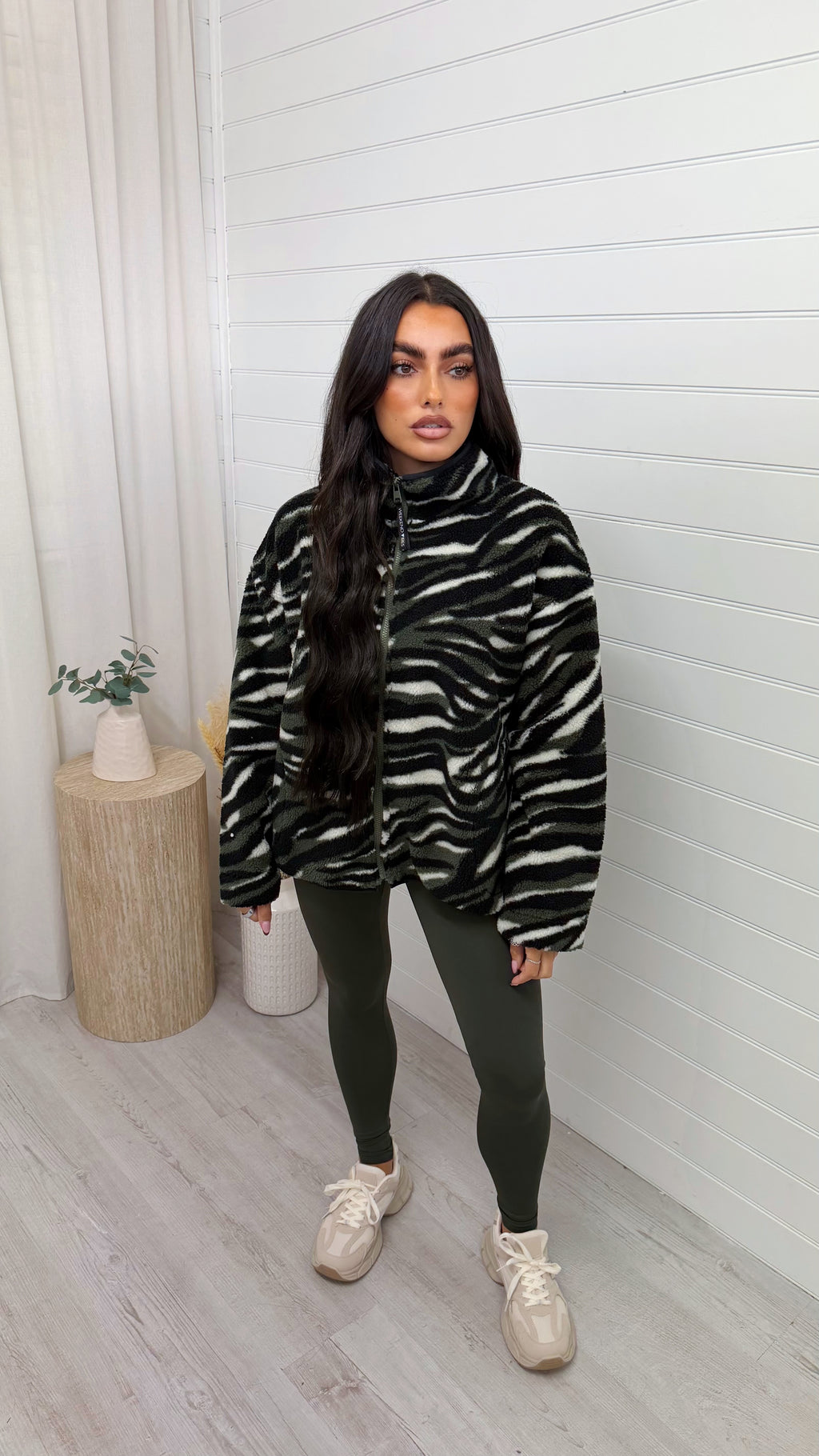 Camouflage Print Fleece Jacket - GREEN