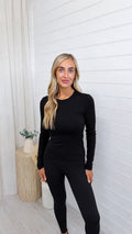 Soft Rib Long Sleeve T-Shirt - BLACK