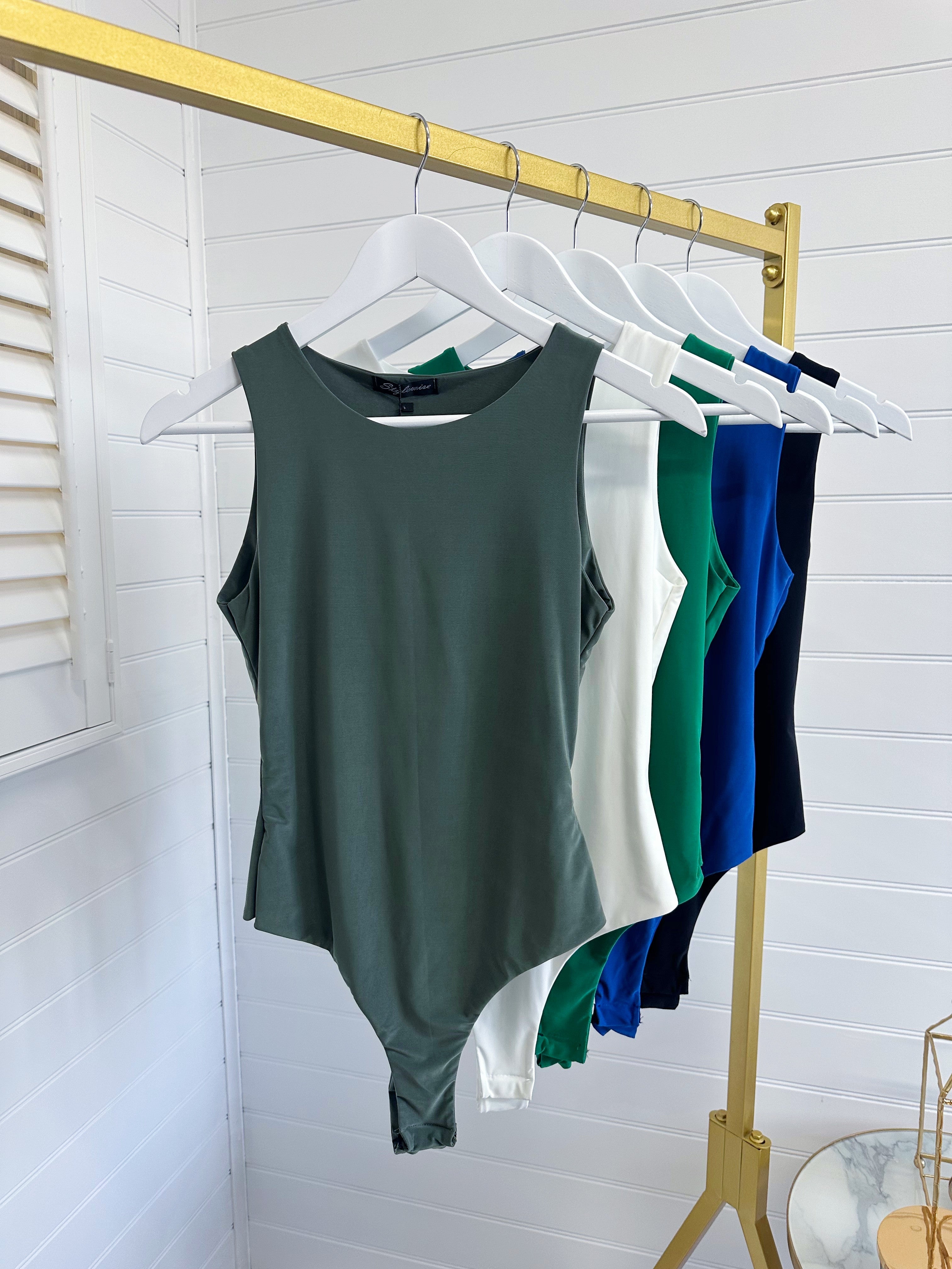 Stretchy Racer Bodysuit - KHAKI