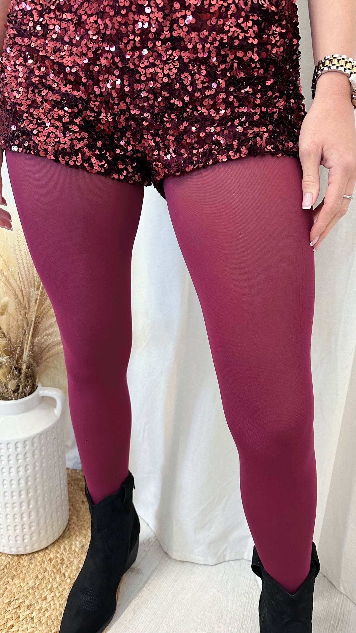 High Stretch Tights - BURGUNDY