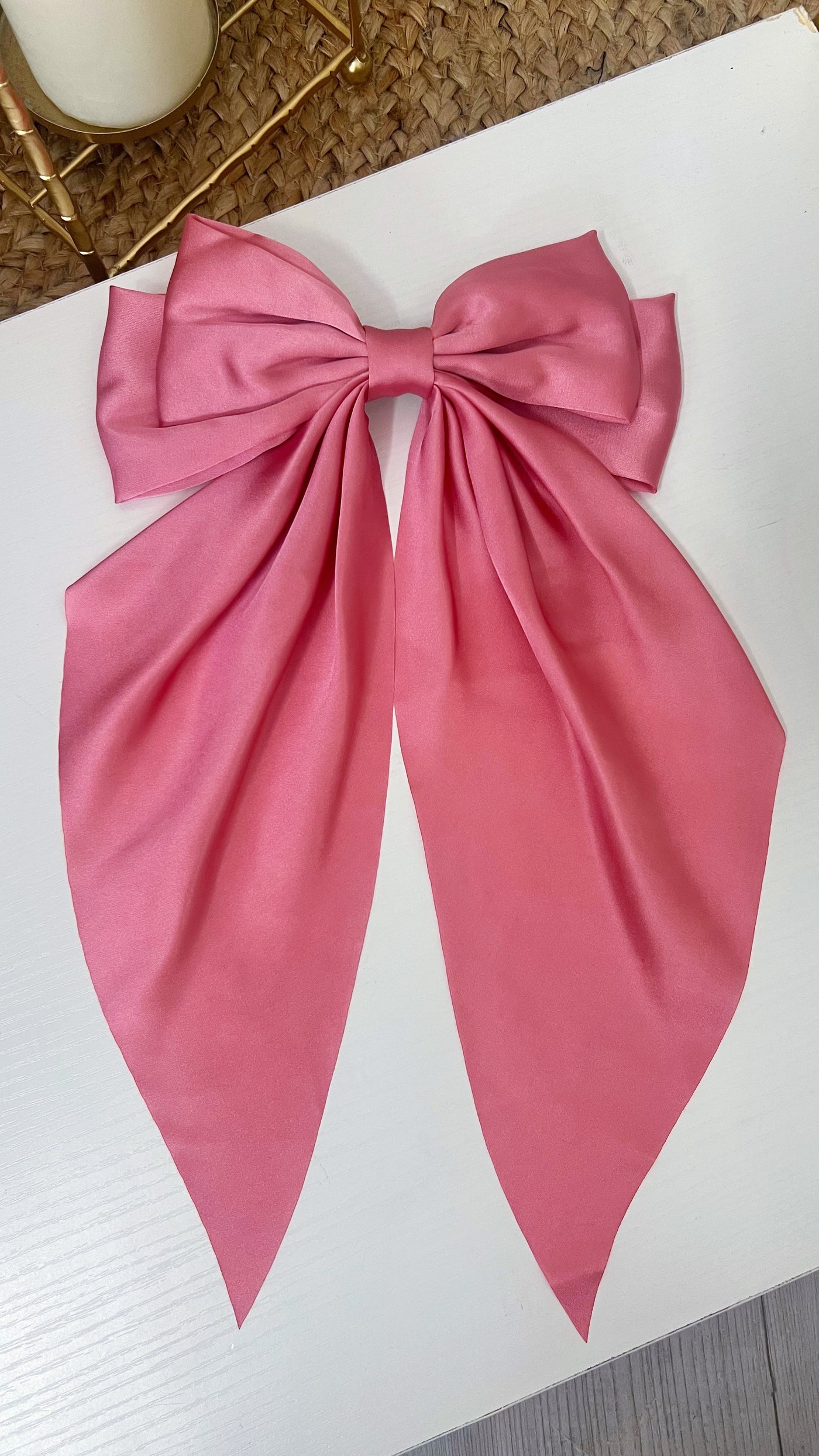 Satin Hair Bow - CORAL