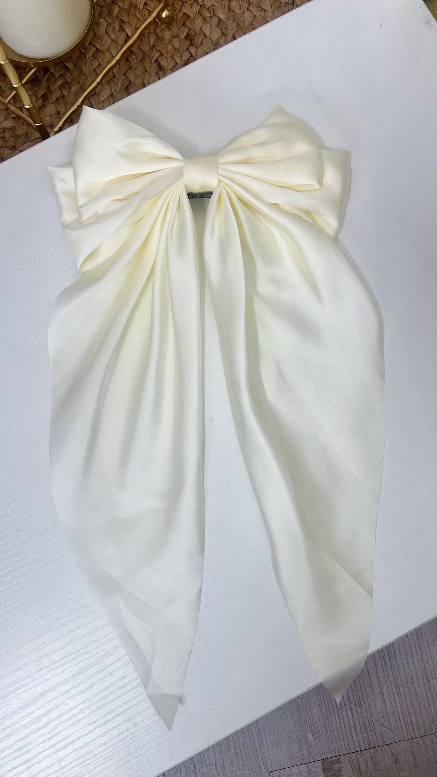 Satin Hair Bow - CREAM