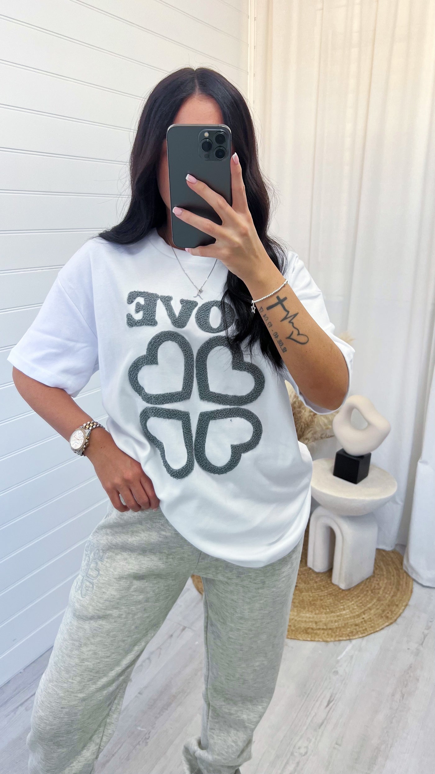 LOVE Teddy Badge T-Shirt and Joggers Co-Ord - GREY