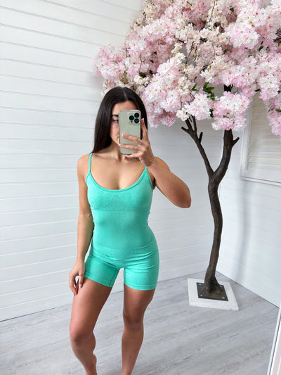 Strappy Basic Unitard - JADE GREEN