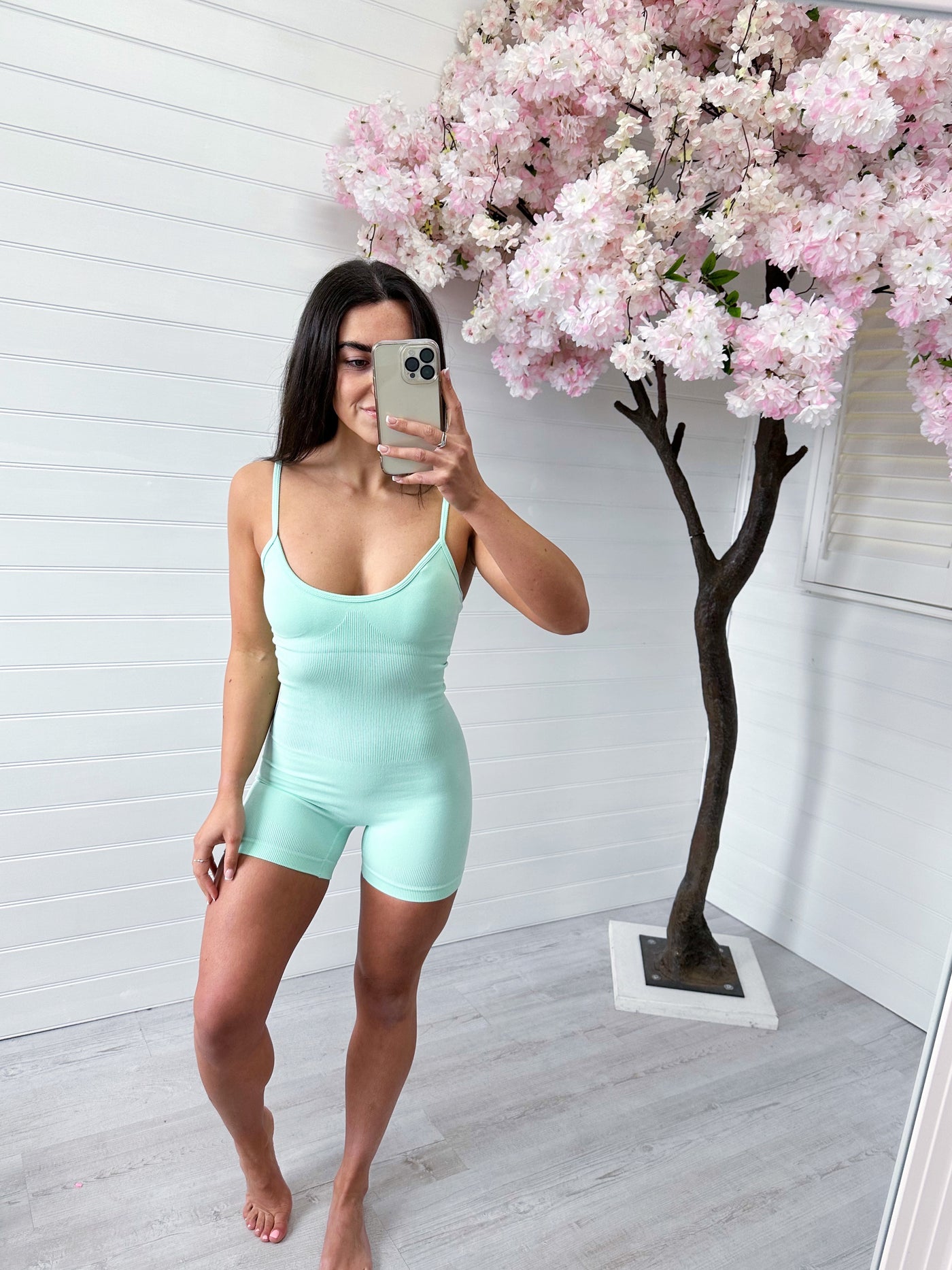 Strappy Basic Unitard - MINT GREEN