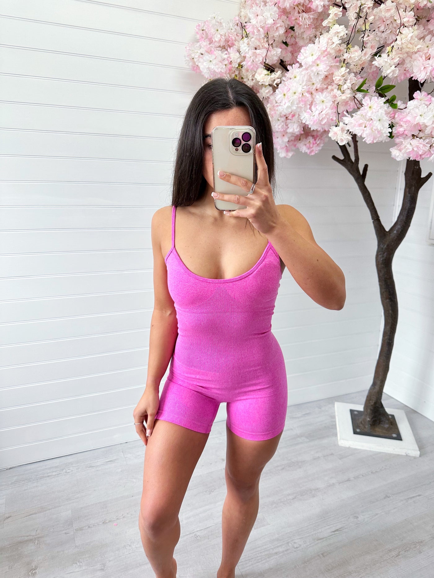 Strappy Basic Unitard - ROSE PINK