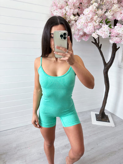 Strappy Basic Unitard - JADE GREEN