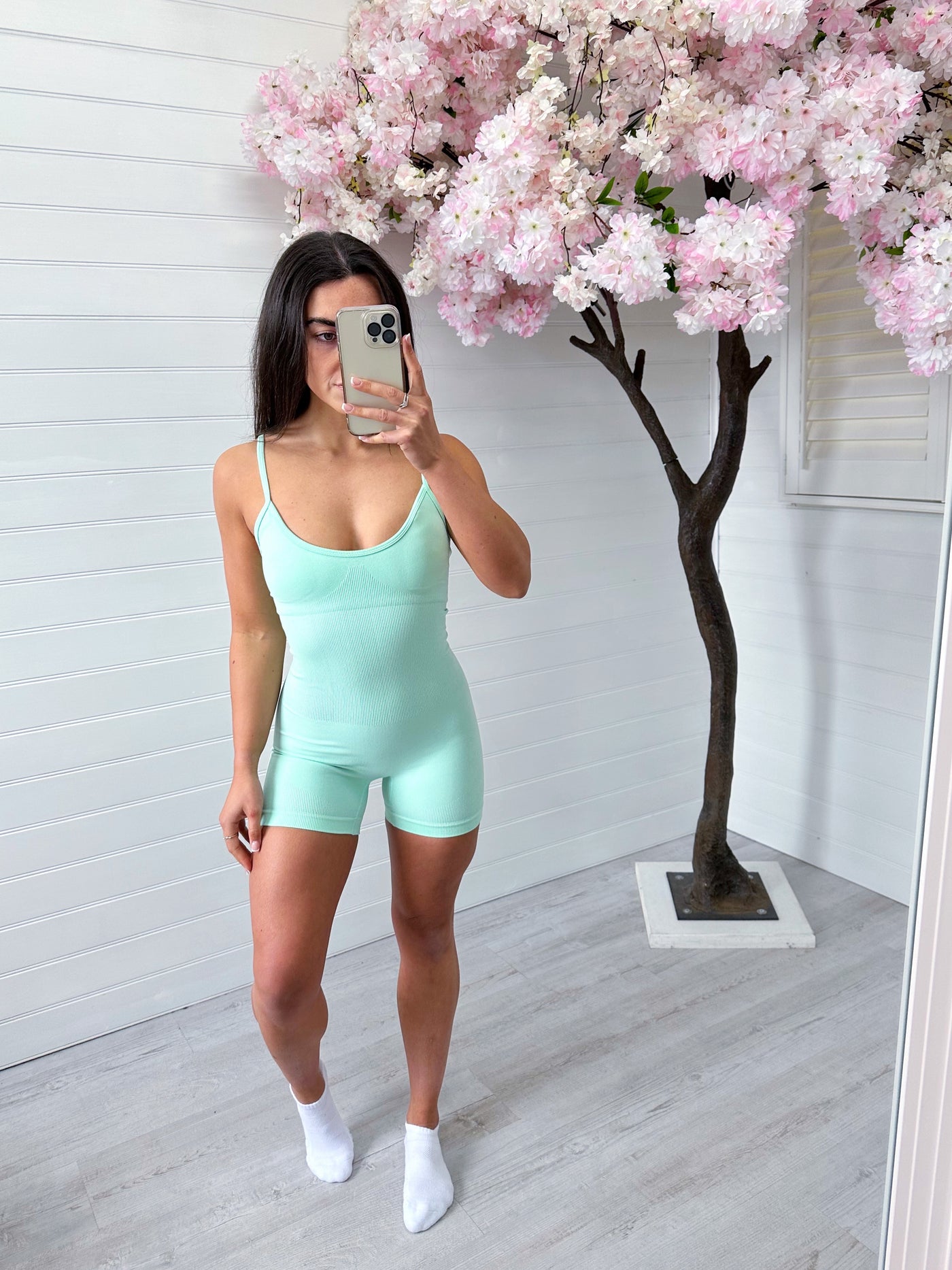 Strappy Basic Unitard - MINT GREEN